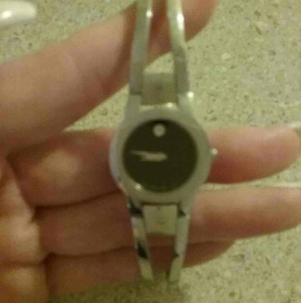 Movado Women's Bangle Silver & Black Face Watch